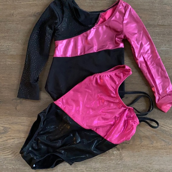 Matching Sets 3t Gymnastics Dance Leotard Pink And Black Poshmark